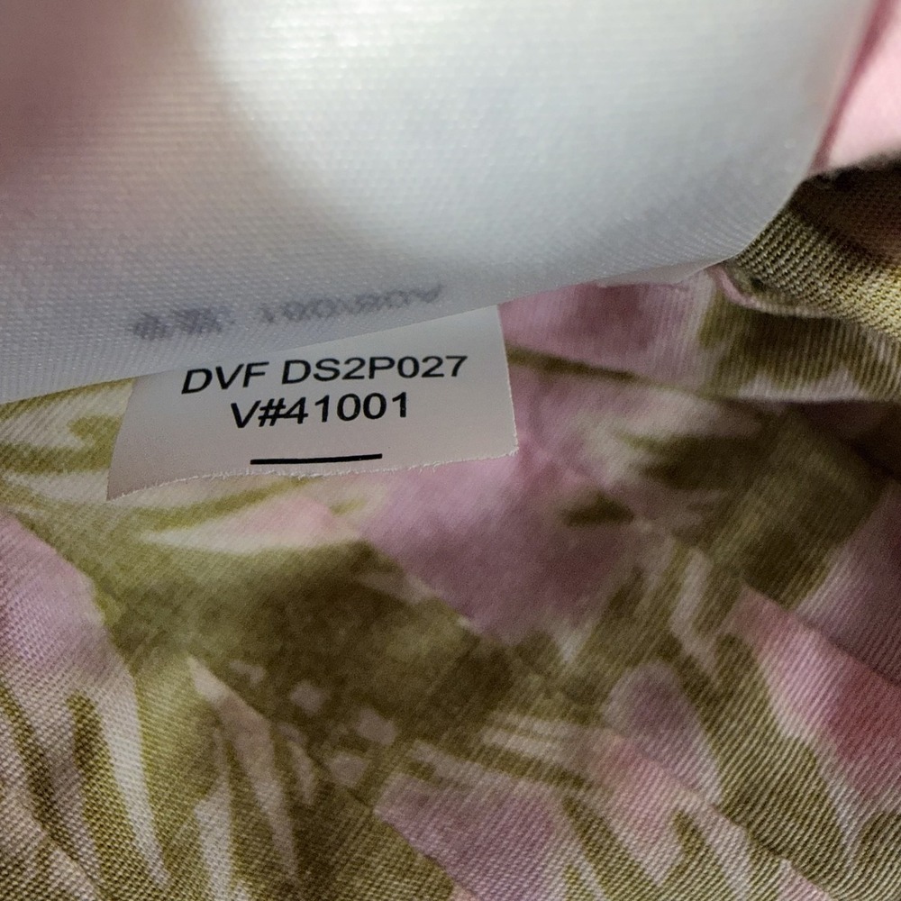 Diane Von‎ Furstenberg Womens Dress Pink Green Puff Sleeve Tropical Print - Picture 6 of 6